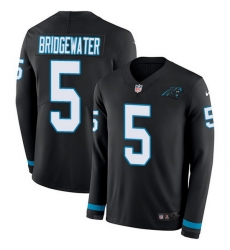 Nike Panthers 5 Teddy Bridgewater Black Team Color Men Stitched NFL Limited Therma Long Sleeve Jersey Nike Panthers 5 Teddy Bridgewater Black Team Color Men Stitched NFL Limited Therma Long Sleeve Jersey