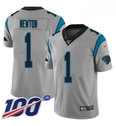 Panthers 1 Cam Newton Silver Men Stitched Football Limited Inverted Legend 100th Season Jersey Panthers 1 Cam Newton Silver Men Stitched Football Limited Inverted Legend 100th Season Jersey