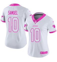 Nike Panthers #10 Curtis Samuel White Pink Womens Stitched NFL Limited Rush Fashion Jersey Nike Panthers #10 Curtis Samuel White Pink Womens Stitched NFL Limited Rush Fashion Jersey