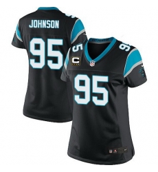 Nike Panthers #95 Charles Johnson Black Team Color Women Stitched NFL Jersey Nike Panthers #95 Charles Johnson Black Team Color Women Stitched NFL Jersey