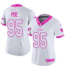 Nike Panthers #95 Dontari Poe White Pink Womens Stitched NFL Limited Rush Fashion Jersey Nike Panthers #95 Dontari Poe White Pink Womens Stitched NFL Limited Rush Fashion Jersey
