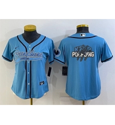Women Carolina Panthers Blue Team Big Logo With Patch Cool Base Stitched Baseball Jersey Women Carolina Panthers Blue Team Big Logo With Patch Cool Base Stitched Baseball Jersey