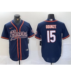 Men Chicago Bears 15 Rome Odunze Navy With Patch Cool Base Stitched Baseball Jersey Men Chicago Bears 15 Rome Odunze Navy With Patch Cool Base Stitched Baseball Jersey