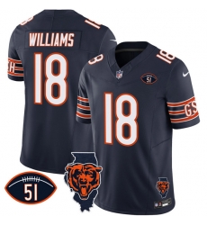 Men Chicago Bears 18 Caleb Williams Navy F U S E With Illinois And No 51 Patch Stitched Football Jersey Men Chicago Bears 18 Caleb Williams Navy F U S E With Illinois And No 51 Patch Stitched Football Jersey