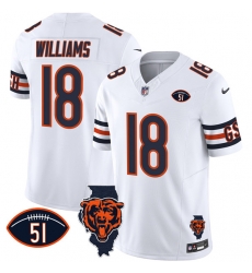 Men Chicago Bears 18 Caleb Williams White F U S E With Illinois And No 51 Patch Stitched Football Jersey Men Chicago Bears 18 Caleb Williams White F U S E With Illinois And No 51 Patch Stitched Football Jersey