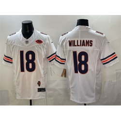 Men Chicago Bears 18 Caleb Williams White F U S E  With Illinois and VMH Patch Stitched Football Jersey