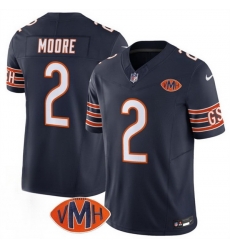 Men Chicago Bears 2 D J  Moore Navy 2025 F U S E  With VMH Patch Vapor Untouchable Limited Stitched Football Jersey
