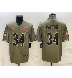 Men Chicago Bears 34 Walter Payton Olive 2022 Salute To Service Limited Stitched Jersey Men Chicago Bears 34 Walter Payton Olive 2022 Salute To Service Limited Stitched Jersey