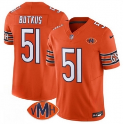 Men Chicago Bears 51 Dick Butkus Orange 2025 F U S E  With VMH Patch Vapor Untouchable Limited Stitched Football Jersey