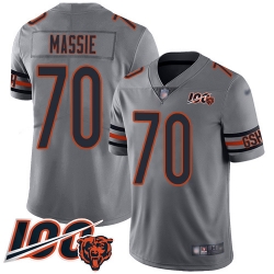 Men Chicago Bears 70 Bobby Massie Limited Silver Inverted Legend 100th Season Football Jersey