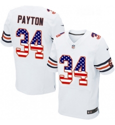 Mens Nike Chicago Bears 34 Walter Payton Elite White Road USA Flag Fashion NFL Jersey Mens Nike Chicago Bears 34 Walter Payton Elite White Road USA Flag Fashion NFL Jersey