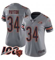 Women Chicago Bears 34 Walter Payton Limited Silver Inverted Legend 100th Season Football Jersey Women Chicago Bears 34 Walter Payton Limited Silver Inverted Legend 100th Season Football Jersey