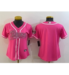 Women Chicago Bears Blank Pink With Patch Cool Base Stitched Baseball Jersey Women Chicago Bears Blank Pink With Patch Cool Base Stitched Baseball Jersey