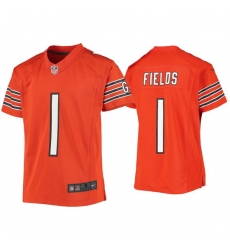 Youth Chicago Bears 1 Justin Fields Orange Jersey 