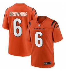 Men Cincinnati Bengals 6 Jake Browning Orange Stitched Game Jersey Men Cincinnati Bengals 6 Jake Browning Orange Stitched Game Jersey