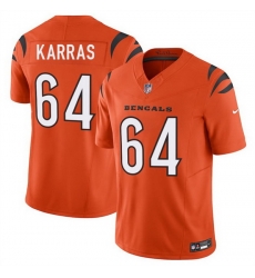 Men Cincinnati Bengals 64 Ted Karras Orange 2025 F U S E  Vapor Untouchable Limited Stitched Football Jersey