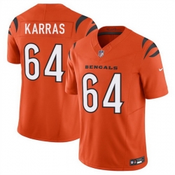 Men Cincinnati Bengals 64 Ted Karras Orange 2025 F U S E  Vapor Untouchable Limited Stitched Football Jersey