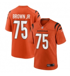 Men Cincinnati Bengals 75 Orlando Brown Jr Orange Stitched Game Jersey Men Cincinnati Bengals 75 Orlando Brown Jr Orange Stitched Game Jersey