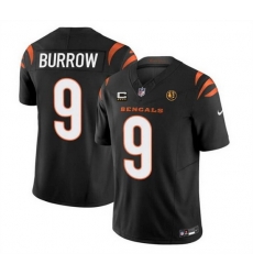 Men Cincinnati Bengals 9 Joe Burrow Black 2023 F U S E With 4 Star C Patch And John Madden Patch Vapor Limited Stitched Football Jersey Men Cincinnati Bengals 9 Joe Burrow Black 2023 F U S E With 4 Star C Patch And John Madden Patch Vapor Limited Stitched Football Jersey