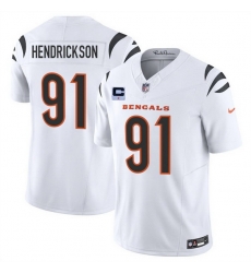 Men Cincinnati Bengals 91 Trey Hendrickson White 2025 F U S E  With 1 Star C Patch Vapor Untouchable Limited Stitched Football Jersey
