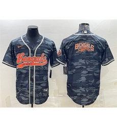 Men Cincinnati Bengals Grey Camo Team Big Logo With Patch Cool Base Stitched Baseball Jersey Men Cincinnati Bengals Grey Camo Team Big Logo With Patch Cool Base Stitched Baseball Jersey