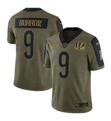 Men's Cincinnati Bengals Joe Burrow Nike Olive 2021 Salute To Service Limited Player Jersey Men's Cincinnati Bengals Joe Burrow Nike Olive 2021 Salute To Service Limited Player Jersey