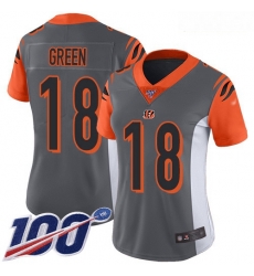 Bengals #18 A J Green Silver Women Stitched Football Limited Inverted Legend 100th Season Jersey Bengals #18 A J Green Silver Women Stitched Football Limited Inverted Legend 100th Season Jersey