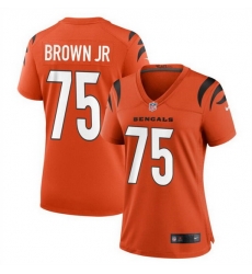 Women Cincinnati Bengals 75 Orlando Brown Jr Orange Stitched Football Jersey Run Small Women Cincinnati Bengals 75 Orlando Brown Jr Orange Stitched Football Jersey Run Small