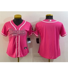 Women Cincinnati Bengals Blank Pink With Patch Cool Base Stitched Baseball Jersey Women Cincinnati Bengals Blank Pink With Patch Cool Base Stitched Baseball Jersey