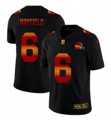 Cleveland Browns 6 Baker Mayfield Men Black Nike Red Orange Stripe Vapor Limited NFL Jersey Cleveland Browns 6 Baker Mayfield Men Black Nike Red Orange Stripe Vapor Limited NFL Jersey