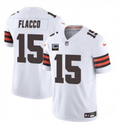 Men Cleveland Browns 15 Joe Flacco White 2025 F U S E  With 1 Star C Patch Vapor Limited Stitched Football Jersey