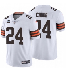Men Cleveland Browns 2022 #24 Nick Chubb White With 1-star C Patch Vapor Untouchable Limited NFL Stitched Jersey Men Cleveland Browns 2022 #24 Nick Chubb White With 1-star C Patch Vapor Untouchable Limited NFL Stitched Jersey