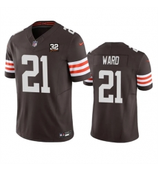 Men Cleveland Browns 21 Denzel Ward Brown 2023 F U S E With Jim Brown Memorial Patch Vapor Untouchable Limited Stitched Jersey Men Cleveland Browns 21 Denzel Ward Brown 2023 F U S E With Jim Brown Memorial Patch Vapor Untouchable Limited Stitched Jersey