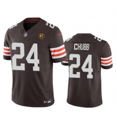 Men Cleveland Browns 24 Nick Chubb Brown 2023 F U S E With John Madden Patch Vapor Limited Stitched Football Jersey Men Cleveland Browns 24 Nick Chubb Brown 2023 F U S E With John Madden Patch Vapor Limited Stitched Football Jersey