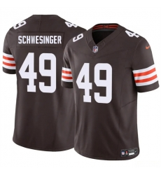 Men Cleveland Browns 49 Carson Schwesinger Brown 2025 Draft F U S E  Vapor Limited Stitched Football Jersey