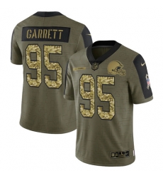 Men Cleveland Browns 95 Myles Garrett 2021 Salute To Service Olive Camo Limited Stitched Jersey Men Cleveland Browns 95 Myles Garrett 2021 Salute To Service Olive Camo Limited Stitched Jersey