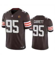 Men Cleveland Browns 95 Myles Garrett Brown 2023 F U S E With John Madden Patch Vapor Limited Stitched Football Jersey Men Cleveland Browns 95 Myles Garrett Brown 2023 F U S E With John Madden Patch Vapor Limited Stitched Football Jersey