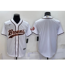 Men Cleveland Browns Blank White With Patch Cool Base Stitched Baseball Jersey Men Cleveland Browns Blank White With Patch Cool Base Stitched Baseball Jersey
