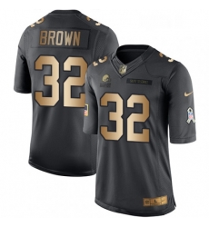 Mens Nike Cleveland Browns 32 Jim Brown Limited BlackGold Salute to Service NFL Jersey Mens Nike Cleveland Browns 32 Jim Brown Limited BlackGold Salute to Service NFL Jersey