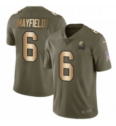 Mens Nike Cleveland Browns 6 Baker Mayfield Limited Olive Gold 2017 Salute to Service NFL Jersey Mens Nike Cleveland Browns 6 Baker Mayfield Limited Olive Gold 2017 Salute to Service NFL Jersey