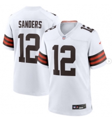 Men's Nike Shedeur Sanders White Cleveland Browns #12 2025 Draft Game Jersey