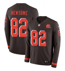 Nike Browns #82 Ozzie Newsome Brown Team Color Men Stitched NFL Limited Therma Long Sleeve Jersey Nike Browns #82 Ozzie Newsome Brown Team Color Men Stitched NFL Limited Therma Long Sleeve Jersey