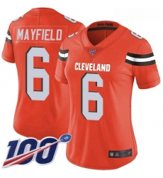 Browns #6 Baker Mayfield Orange Alternate Women Stitched Football 100th Season Vapor Limited Jersey Browns #6 Baker Mayfield Orange Alternate Women Stitched Football 100th Season Vapor Limited Jersey