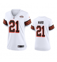 Women Cleveland Browns 21 Denzel Ward Nike 1946 Collection Alternate Game Limited NFL Jersey White Women Cleveland Browns 21 Denzel Ward Nike 1946 Collection Alternate Game Limited NFL Jersey White