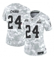 Women Cleveland Browns 24 Nick Chubb 2024 F U S E Arctic Camo Salute To Service Limited Stitched Jersey Women Cleveland Browns 24 Nick Chubb 2024 F U S E Arctic Camo Salute To Service Limited Stitched Jersey