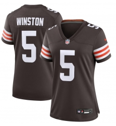 Women Cleveland Browns 5 Jameis Winston Brown Vapor Limited Stitched Football Jersey Women Cleveland Browns 5 Jameis Winston Brown Vapor Limited Stitched Football Jersey