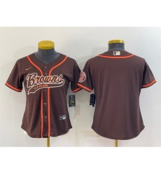 Women Cleveland Browns Blank Brown With Patch Cool Base Stitched Baseball Jersey Women Cleveland Browns Blank Brown With Patch Cool Base Stitched Baseball Jersey
