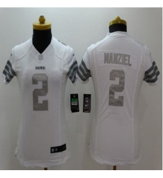 Women New Browns #2 Johnny Manziel White Stitched NFL Limited Platinum Jersey Women New Browns #2 Johnny Manziel White Stitched NFL Limited Platinum Jersey