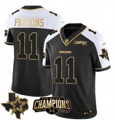 Men Dallas Cowboys 11 Micah Parsons Black White Gold 2023 F U S E NFC East Champions Patch Stitched Football Jersey Men Dallas Cowboys 11 Micah Parsons Black White Gold 2023 F U S E NFC East Champions Patch Stitched Football Jersey