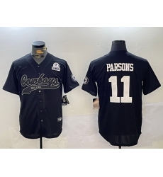 Men Dallas Cowboys 11 Micah Parsons Black With Patch Cool Base Stitched Baseball Jersey 3 Men Dallas Cowboys 11 Micah Parsons Black With Patch Cool Base Stitched Baseball Jersey 3